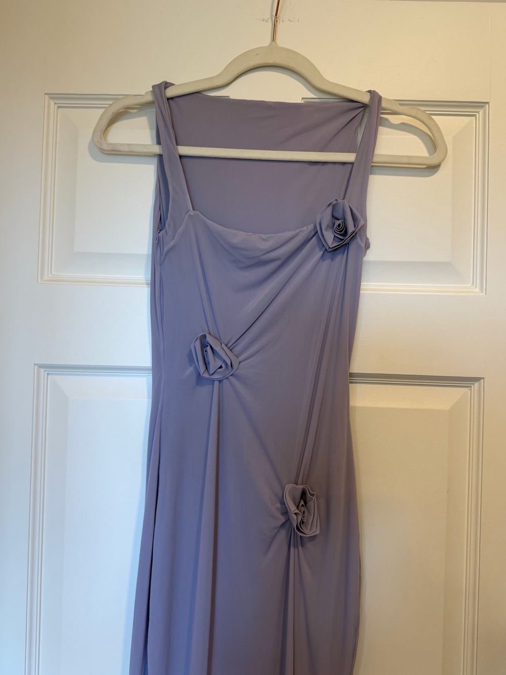 MAYGEL CORONEL Lavender Maxi Dress with Rosette Accents